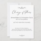 Black and White Minimalist Weddenschap Postponed Kaart (Voorkant)