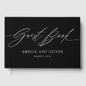Black and White Minimalist Wedding Guest Book Gastenboek (Voorkant)