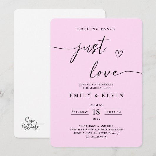 Black And White Minimalist Wedding  Kaart (Voorkant / Achterkant)