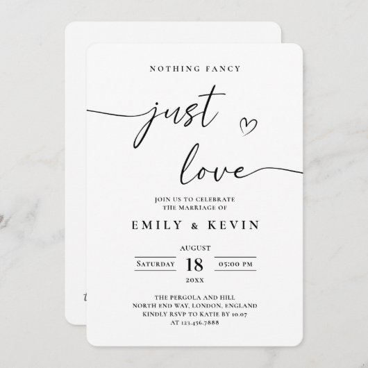 Black And White Minimalist Wedding  Kaart (Voorkant / Achterkant)