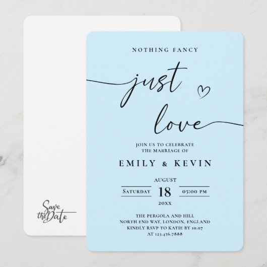 Black And White Minimalist Wedding  Kaart (Voorkant / Achterkant)