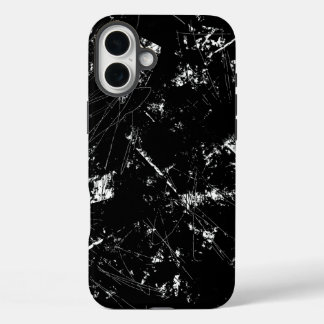 Black and White Modern Abstract Scratch Texture iPhone 16 Plus Hoesje