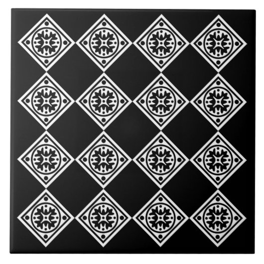 Black and White Modern Art Deco Diamonds Trivet Tegeltje (Voorkant)