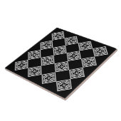 Black and White Modern Art Deco Diamonds Trivet Tegeltje (Zijkant)