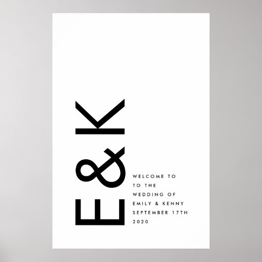 Black and White Modern Bold Big Monogram Simple Poster (Voorkant)