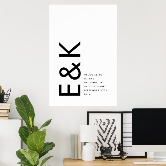 Black and White Modern Bold Big Monogram Simple Poster (Thuiskantoor)