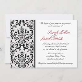 Black and White Modern Damask Wedding Kaart