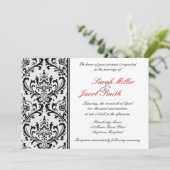 Black and White Modern Damask Wedding Kaart (Staand voorkant)
