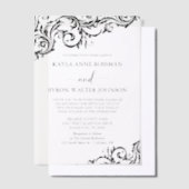 Black and White Modern Damask Wedding Vellum Uitnodigingen (Offset)