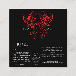 Black and White Modern Elegance Wedding RED Informatiekaartje