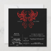 Black and White Modern Elegance Wedding RED Kaart (Voorkant)