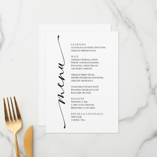 Black and White Modern Elegant Menu  (Voorkant / Achterkant in situ)