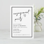 Black and White Modern Engagement Party Kaart (Staand voorkant)
