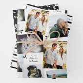 Black and White Modern Holly Sprig Inpakpapier Vel (In situ)