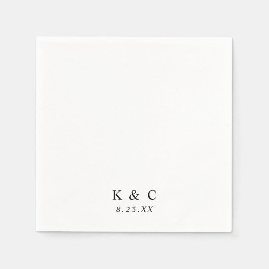 Black and White Modern Minimalist Simple Wedding Servet (Voorkant)