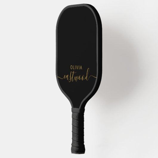 Black And White Modern Monogram Pickleball Paddle (Links)