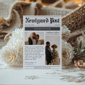 Black and White Modern Newspaper Wedding Kaart