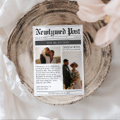 Black and White Modern Newspaper Wedding Kaart