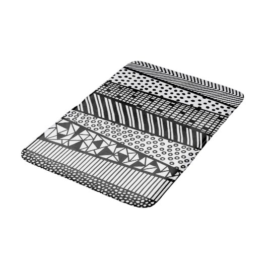 Black and white - modern pattern badmat (Gekanteld)