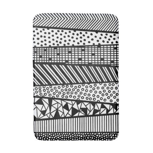 Black and white - modern pattern badmat (Voorkant Verticaal)