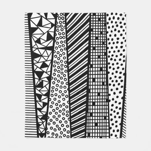 Black and white - modern pattern fleece deken (Voorkant)