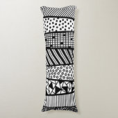 Black and white - modern pattern lichaamskussen (Voorkant Verticaal)