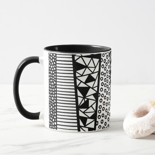 Black and white - modern pattern mok (Met donut)