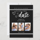 Black and White Modern Photo Collage Save the Date (Voorkant)