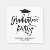 Black and White Modern Script Graduation Party Servet (Voorkant)