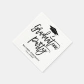 Black and White Modern Script Graduation Party Servet (Hoek)
