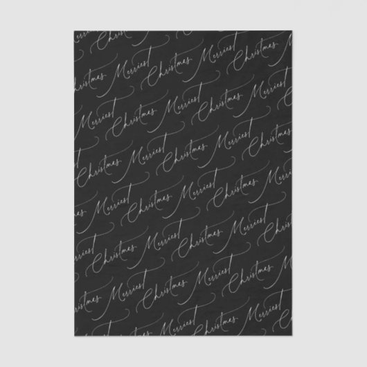 Black And White Modern Script Merriest Christmas Tissuepapier (Voorkant)