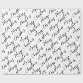 Black and White Modern Script Merry Christmas Cadeaupapier (Vlak)