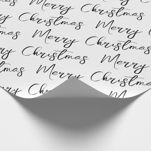 Black and White Modern Script Merry Christmas Cadeaupapier (Hoek)
