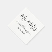 Black and White Modern Script Mr en Mrs Wedding Servet (Hoek)