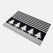 Black and White Modern Stripe Festive Deurmat (Schuin)