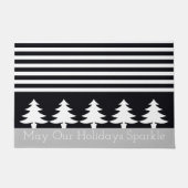 Black and White Modern Stripe Festive Deurmat (Voorkant)