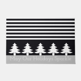 Black and White Modern Stripe Festive Deurmat