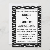 Black and White Modern Stripe Luxury Wedding Kaart (Voorkant)