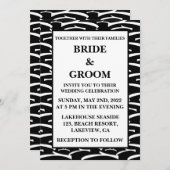 Black and White Modern Stripe Luxury Wedding Kaart (Voorkant / Achterkant)