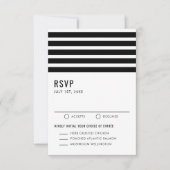 Black and White Modern Stripes Wedding Entree RSVP Kaartje (Voorkant)