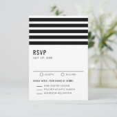 Black and White Modern Stripes Wedding Entree RSVP Kaartje (Staand voorkant)
