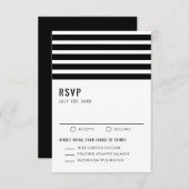 Black and White Modern Stripes Wedding Entree RSVP Kaartje (Voorkant / Achterkant)