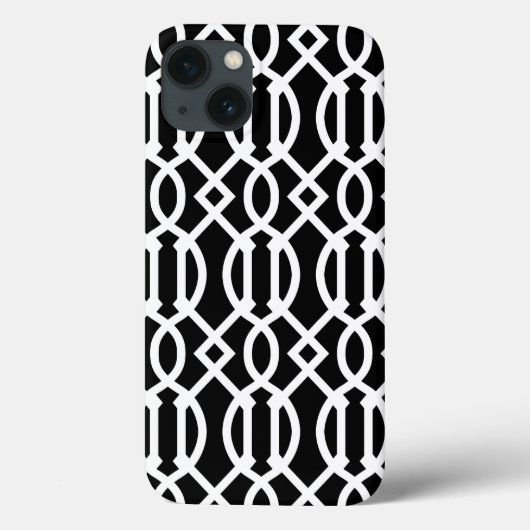 Black and White Modern Trellis Pattern Case-Mate iPhone Case (Achterkant)