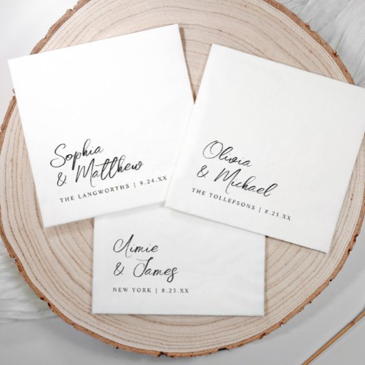 Black and White Modern Trendy Handwritten Wedding Servet
