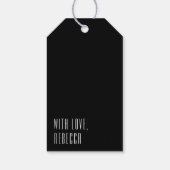 Black and White Modern Typografie Happy Birthday Cadeaulabel (Achterkant)