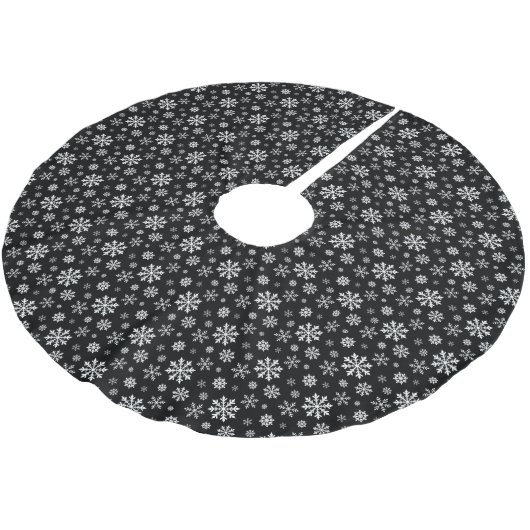 Black And White Modern Winter Snowflakes Pattern Kerstboom Rok (Gekanteld)