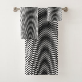 Black and White Moiré Stripes - Trippy Abstract Bad Handdoek
