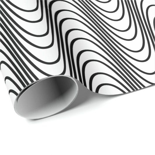 Black and White Moiré Stripes - Trippy Abstract Cadeaupapier (Rol Hoek)