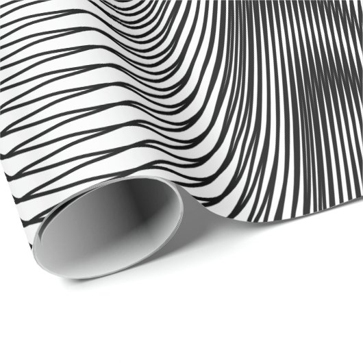 Black and White Moiré Stripes - Trippy Abstract Cadeaupapier (Rol Hoek)