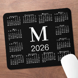 Black and White Monogram 2026 Calendar Muismat